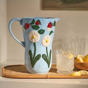 ❤️Floral Blue Ceramic Pitcher